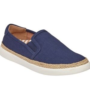 Vionic Rae Slip On Nautical Denim Canvas Espadrille Boat Shoes navy 7.5
